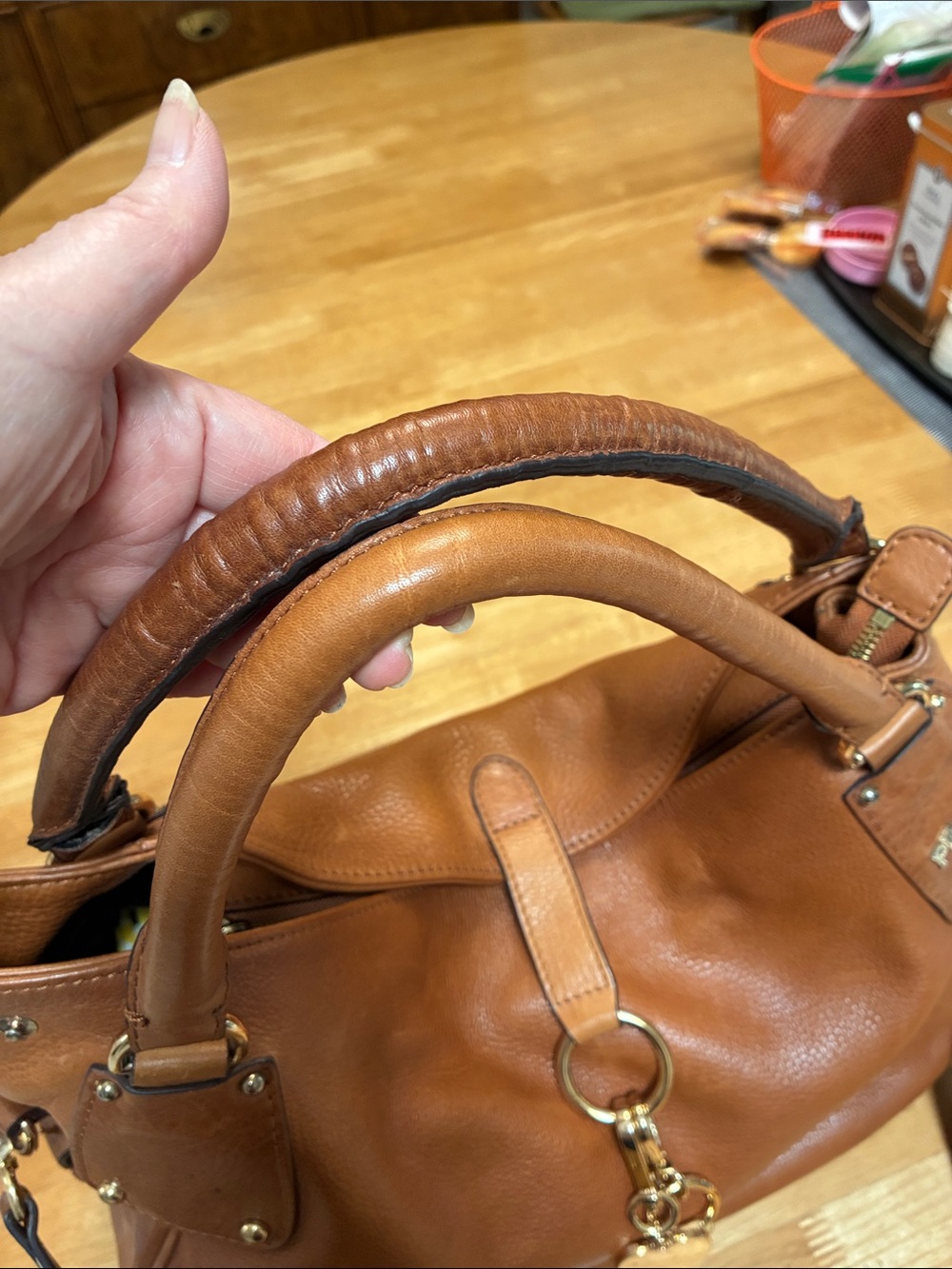 Prada Cognac Brown Leather Shoulder Bag with Heart Charm - Picture 7 of 11